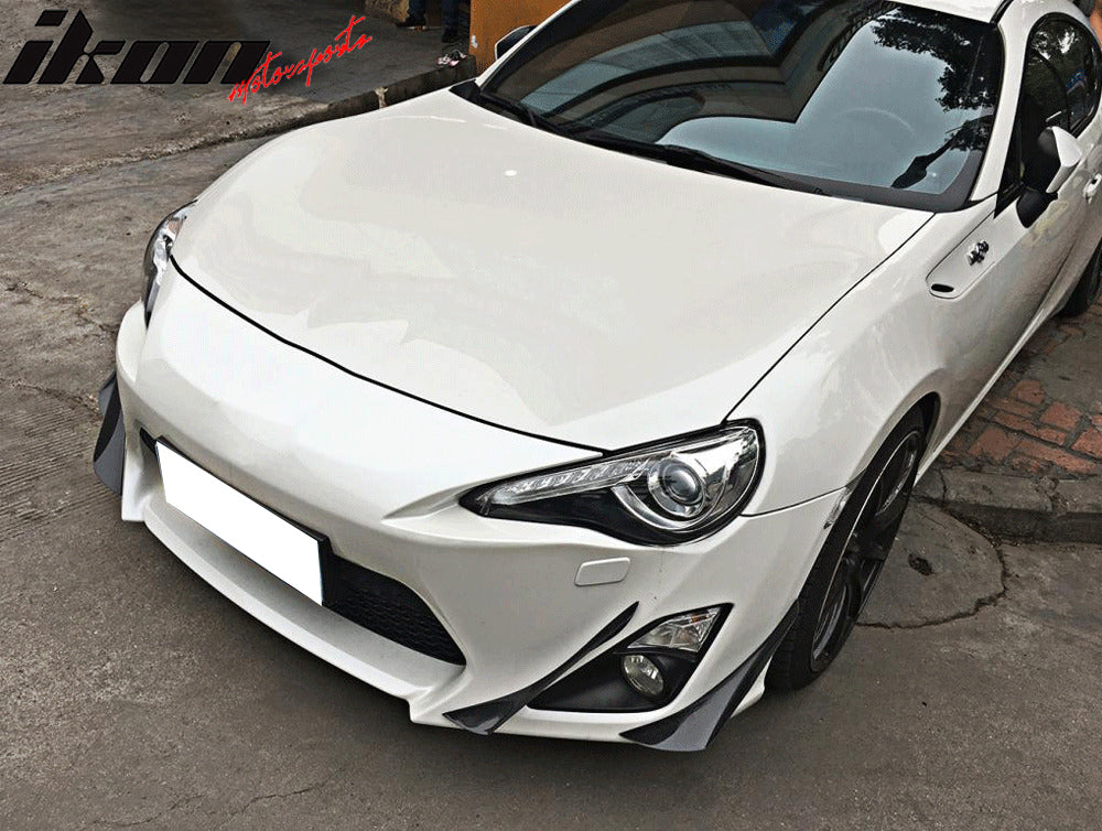 IKON MOTORSPRTS, Front Bumper Canards Compatible With 2017-2020 Subaru BRZ, Toyota 86 GT86 Air Vent Fender Spoiler Sticker Carbon Fiber Fin Wing Cover 4PC Trims, 2018 2019