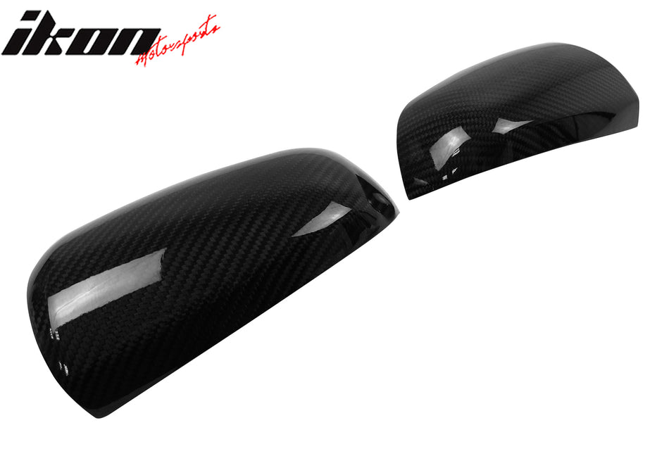 IKON MOTORSPRTS, Mirror Cover Compatible With 2005-2008 Audi A4 A6 Sedan 4-Door, Side Rear View Add-On Caps Carbon Fiber Factory Style Driver Passenger Overlay Guard 2PC, 2006 2007