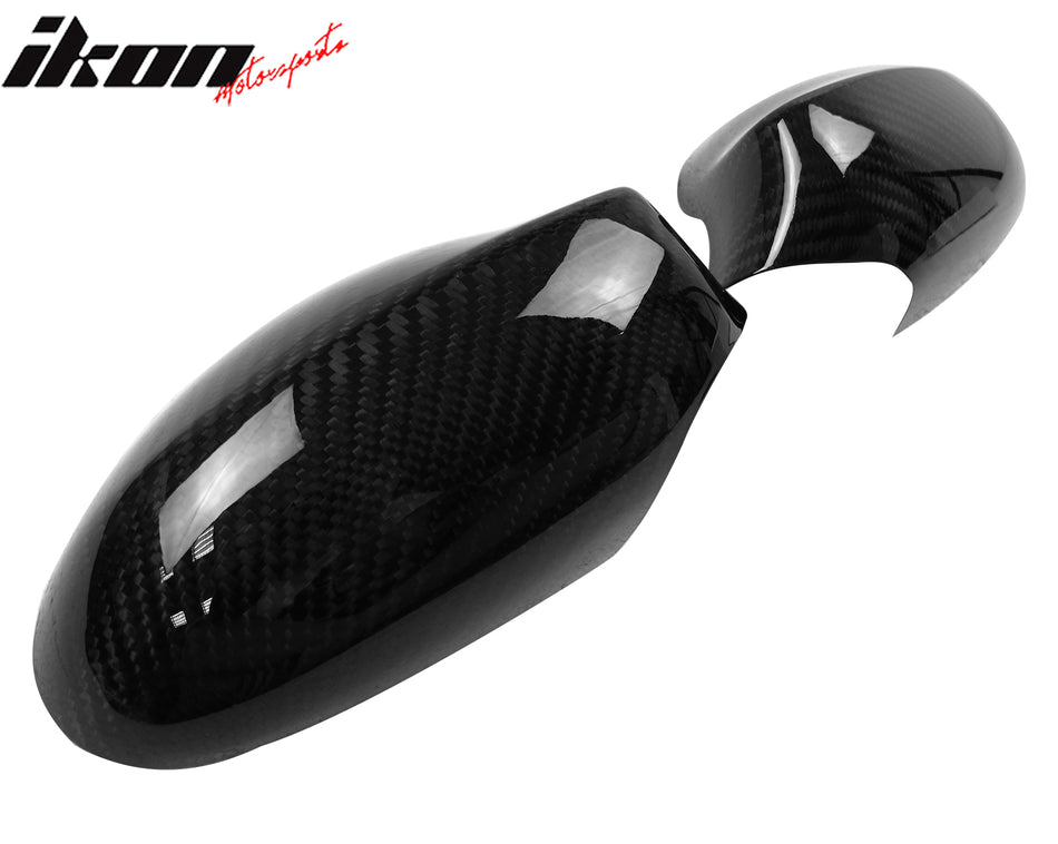 IKON MOTORSPRTS, Mirror Cover Compatible With 2010-2013 BMW E82 1-Series Coupe, Side Rear View Add-On Caps Carbon Fiber Factory Style Driver Passenger Overlay Guard 2PC, 2011 2012