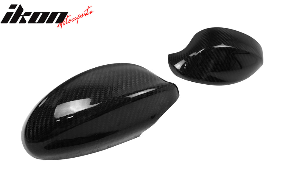 IKON MOTORSPRTS, Mirror Cover Compatible With 2006-2008 BMW E90 3-Series Pre-Facelift 4-Door Sedan, Side Rear View Add-On Caps Carbon Fiber Factory Style Driver Passenger Overlay Guard 2PC, 2007