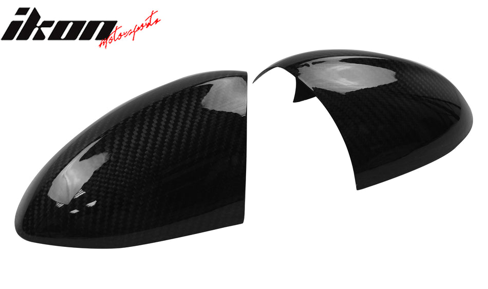 IKON MOTORSPRTS, Mirror Cover Compatible With 2010-2013 BMW E92 3-Series LCI 2-Door Coupe, Side Rear View Add-On Caps Carbon Fiber M3 Style Driver Passenger Overlay Guard 2PC, 2011 2012