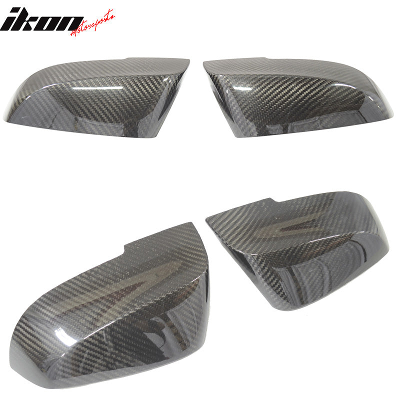 IKON MOTORSPORTS, Mirror Cover Compatible With 2010-2021 BMW 1 Series F20, 1x pair mirror cover Carbon Fiber (CF) Side Mirror Cover Caps