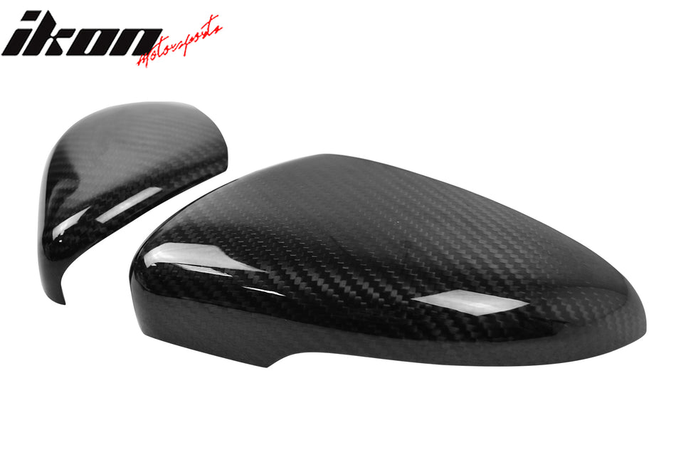 IKON MOTORSPRTS, Mirror Cover Compatible With 2010-2012 Volkswagen Golf MK6 GTI, Side Rear View Add-On Replacement Caps Carbon Fiber Driver Passenger Overlay Guard 2PC, 2011