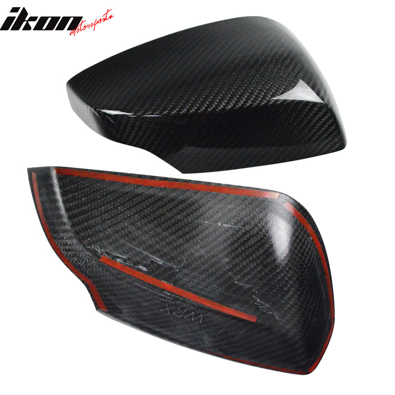 IKON MOTORSPORTS, Mirror Cover Compatible With 2015-2021 Subaru WRX & STI , Matte Carbon Fiber Factory Style Side Rear View Mirror Cover Trim Pair, 2016 2017