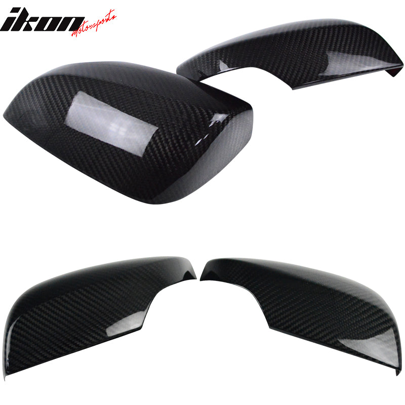 IKON MOTORSPORTS, Mirror Cover Compatible With 2015-2021 Subaru WRX & STI , Matte Carbon Fiber Factory Style Side Rear View Mirror Cover Trim Pair, 2016 2017