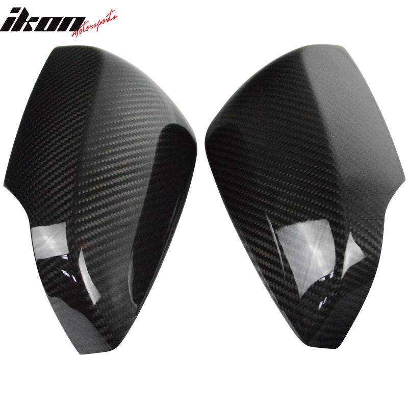 IKON MOTORSPORTS, Mirror Cover Compatible With 2015-2021 Subaru WRX & STI , Matte Carbon Fiber Factory Style Side Rear View Mirror Cover Trim Pair, 2016 2017