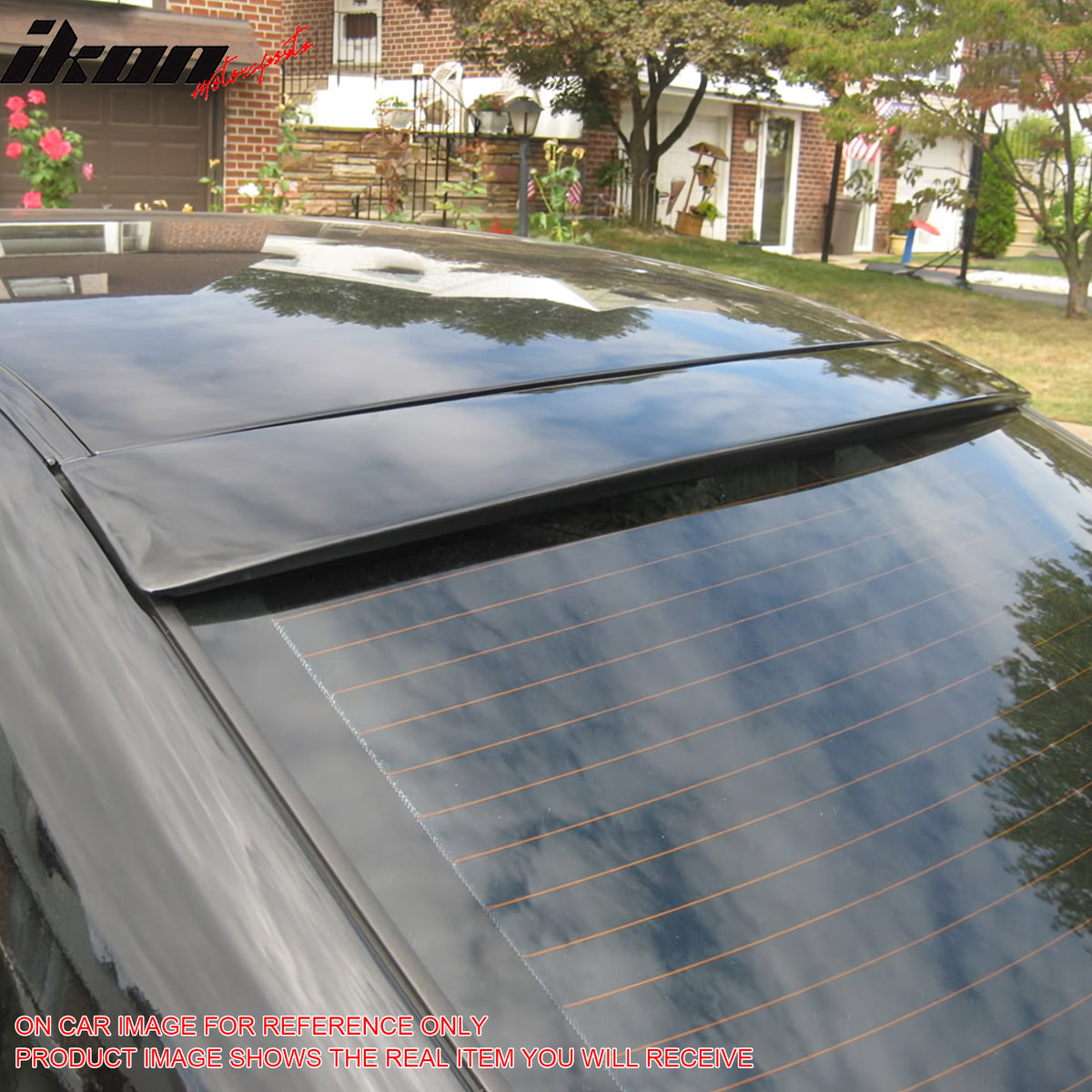 IKON MOTORSPORTS Roof Spoiler Compatible With 1997-2003 BMW E39 5-Series M5 Sedan, Painted #668 Jet Black ABS Rear Wing