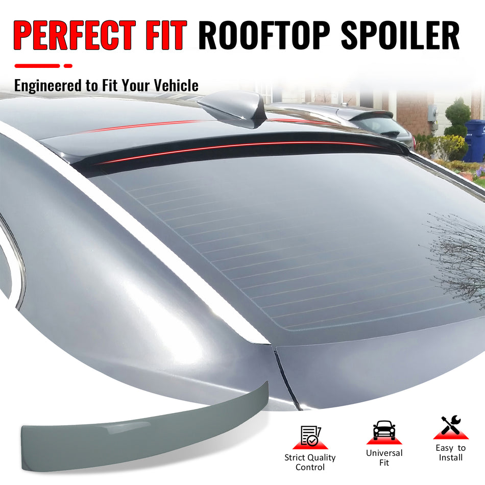 IKON MOTORSPORTS Roof Spoiler Compatible With 2002-2008 BMW E65 E66 7-Series Sedan 4-Door, Painted #300 Alpine White III ABS Rear Wing