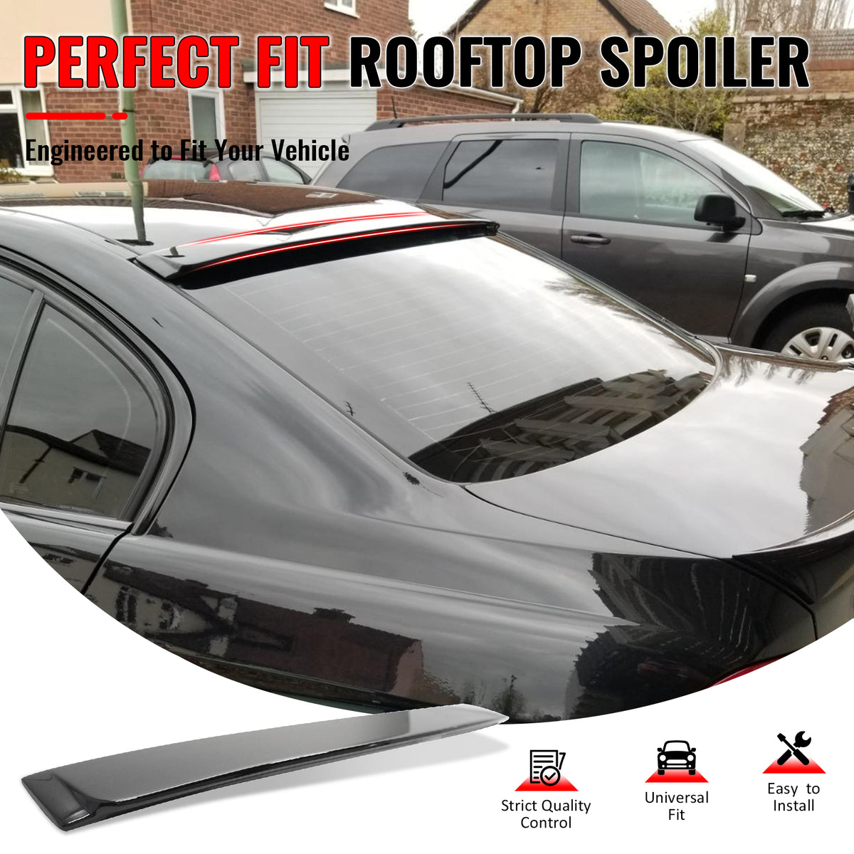IKON MOTORSPORTS, Rear Window Roof Spoiler Compatible with 2006-2011 BMW 3 Series E90 Sedan 4-Door, AC Style Painted #475 C4R Black Sapphire Metallic ABS Top Roofline Windshield Visor Spoiler Wing