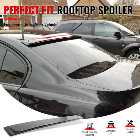 IKON MOTORSPORTS, Rear Window Roof Spoiler Compatible with 2006-2011 BMW 3 Series E90 Sedan 4-Door, AC Style Painted #475 C4R Black Sapphire Metallic ABS Top Roofline Windshield Visor Spoiler Wing