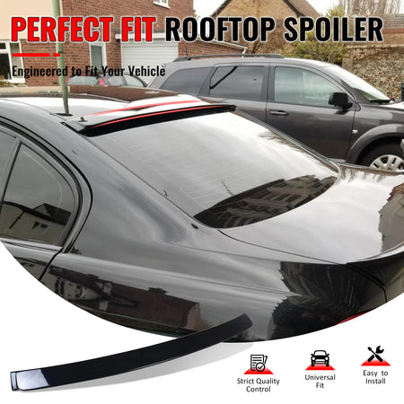 IKON MOTORSPORTS, Rear Window Roof Spoiler Compatible with 2006-2011 BMW 3 Series E90 Sedan 4-Door, AC Style Painted #A35 WA35 Monaco Blue Metallic ABS Top Roofline Windshield Visor Spoiler Wing