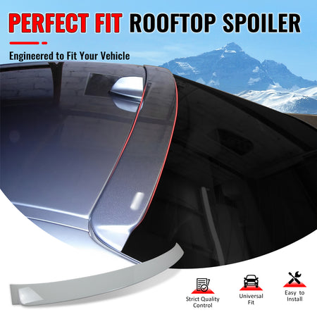 IKON MOTORSPORTS, Rear Window Roof Spoiler Compatible with 2006-2011 BMW 3 Series E90 Sedan 4-Door, AC Style Painted #N74 300 Alpine White III ABS Top Roofline Windshield Visor Spoiler Wing