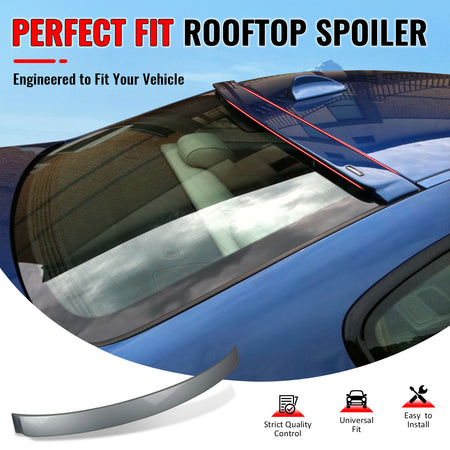 IKON MOTORSPORTS, Roof Spoiler Compatible With 2007-2013 BMW E92 3 Series, AC Style Painted #354 Titanium Silver Metallic ABS Rear Wing
