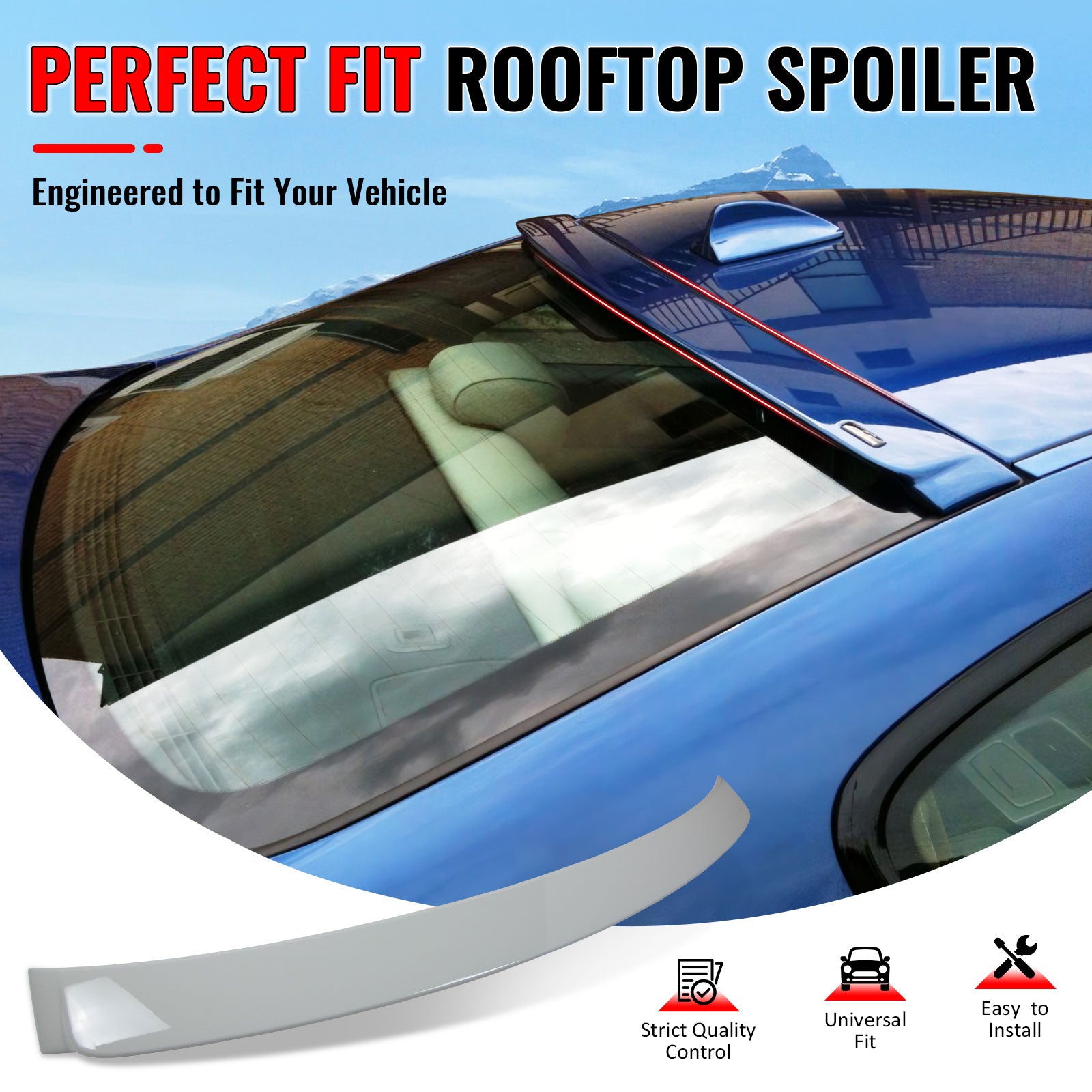 IKON MOTORSPORTS, Roof Spoiler Compatible With 2007-2013 BMW E92 3 Series, AC Style Painted #300 Alpine White III ABS Rear Wing
