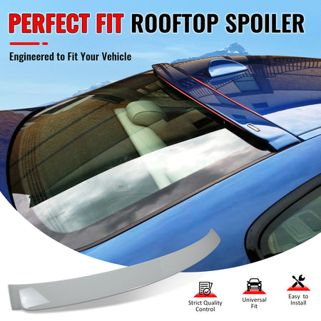 IKON MOTORSPORTS, Roof Spoiler Compatible With 2007-2013 BMW E92 3 Series, AC Style Painted #300 Alpine White III ABS Rear Wing