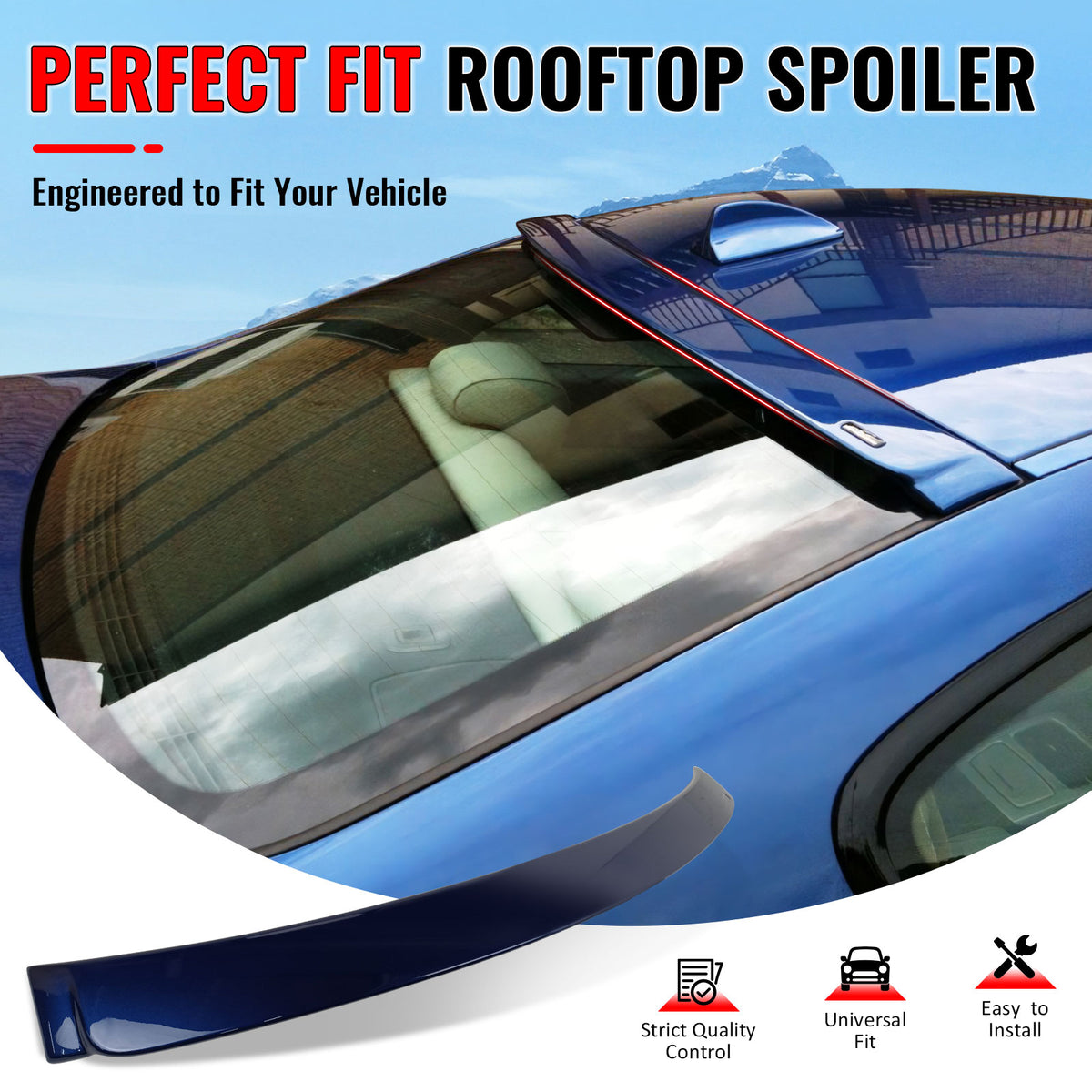 IKON MOTORSPORTS, Roof Spoiler Compatible With 2007-2013 BMW E92 3 Series, AC Style Painted #381 Lemans Blue Metallic ABS Rear Wing