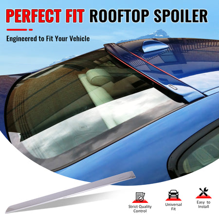 IKON MOTORSPORTS, Roof Spoiler Compatible With 2007-2013 BMW E92 3 Series, AC Style Painted #A52 Space Gray Metallic ABS Rear Wing