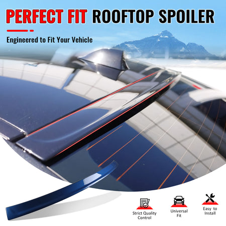 IKON MOTORSPORTS, Rear Window Roof Spoiler Compatible with 2011-2016 BMW 5 Series F10 Sedan 4-Door, 3D Style Painted #B05 Monte Carlo Blue Metallic ABS Top Roofline Windshield Visor Spoiler Wing