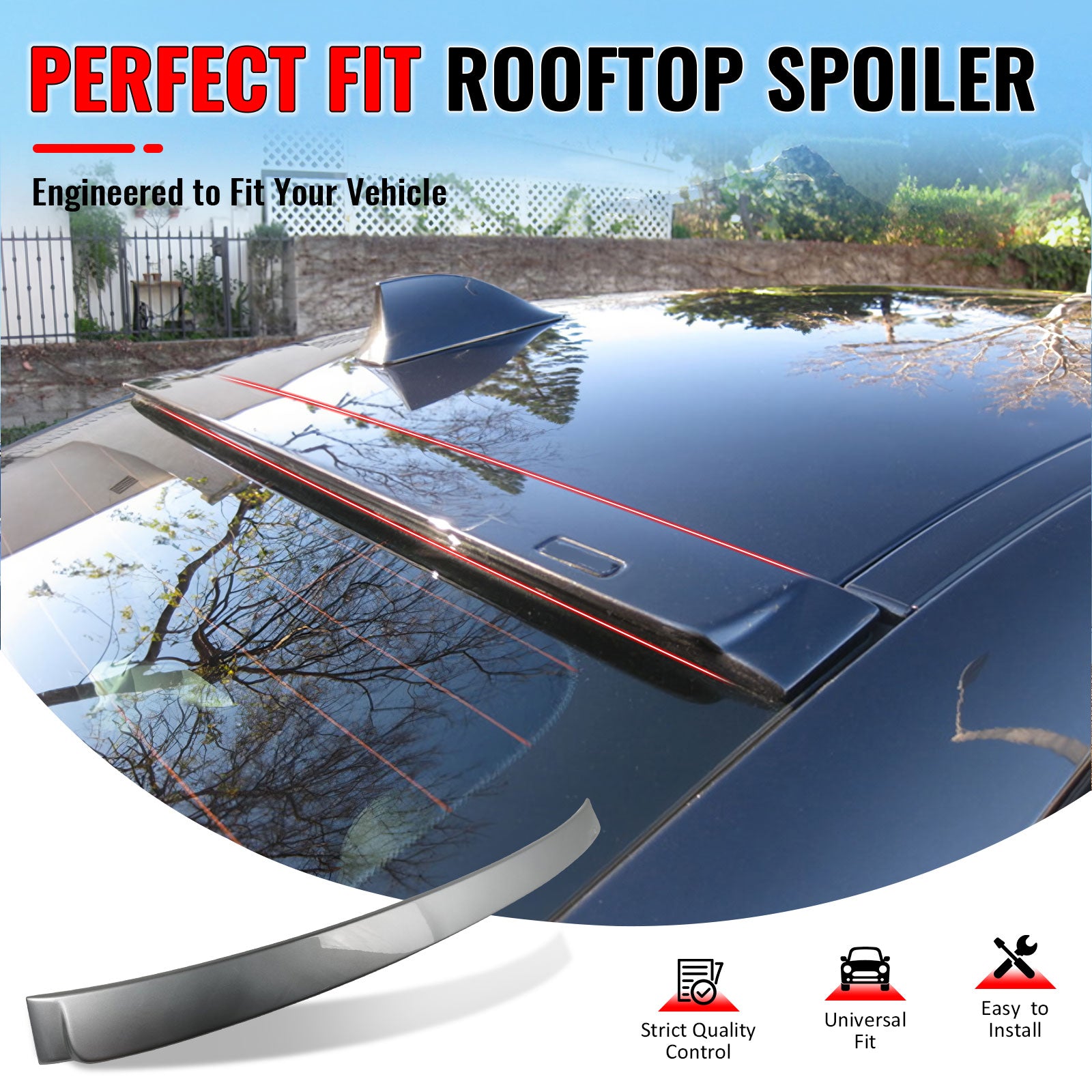IKON MOTORSPORTS, Roof Spoiler Compatible With 2011-2016 BMW 5 Series F10 Sedan 4-Door, AC Style Painted #354 Titanium Silver Metallic ABS Rear Wing Lid Deck