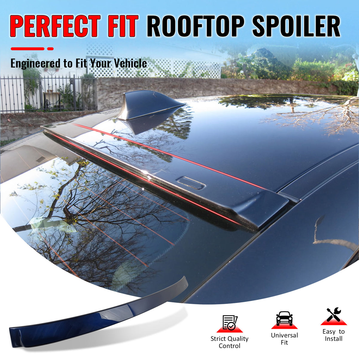 IKON MOTORSPORTS, Roof Spoiler Compatible With 2011-2016 BMW 5 Series F10 Sedan 4-Door, AC Style Painted #A76 Deep Sea Blue Metallic ABS Rear Wing Lid Deck