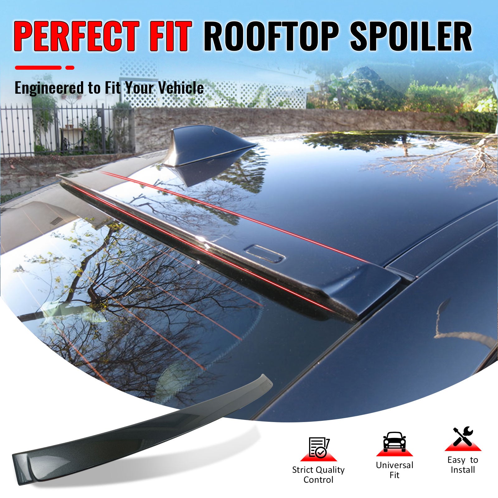 IKON MOTORSPORTS, Roof Spoiler Compatible With 2011-2016 BMW 5 Series F10 Sedan 4-Door, AC Style Painted #A81 Tasman Metallic ABS Rear Wing Lid Deck
