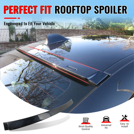 IKON MOTORSPORTS, Roof Spoiler Compatible With 2011-2016 BMW 5 Series F10 Sedan 4-Door, AC Style Painted #B90 Dark Graphite Metallic II ABS Rear Wing Lid Deck