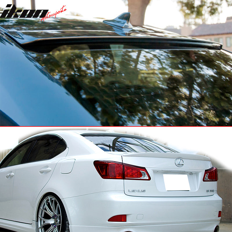 Pre-painted Trunk & Roof Spoiler Compatible With 2006-2013 Lexus IS250 & IS350 & IS-F Sedan & Saloon, Factory Style ABS #202 Black Rear Deck Lip Wing by IKON MOTORSPORTS, 2007 2008