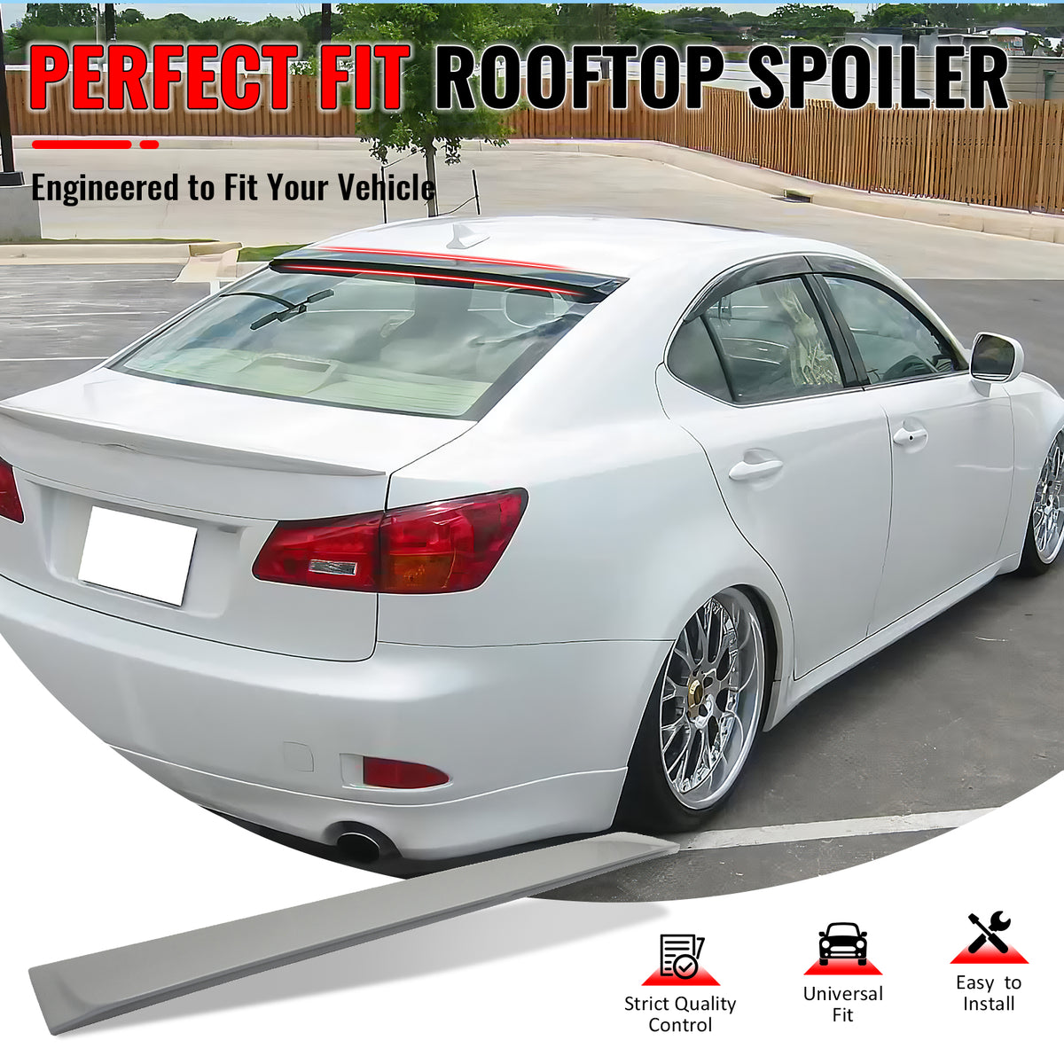 IKON MOTORSPORTS, Roof Spoiler Compatible With 2006-2013 Lexus IS250/IS350/IS F 4-Door Sedan/Saloon, Rear Roof Window Spoiler Wing OE Style ABS Painted #074 74 Bluish Pearl/Glacier Frost Mica, 2007