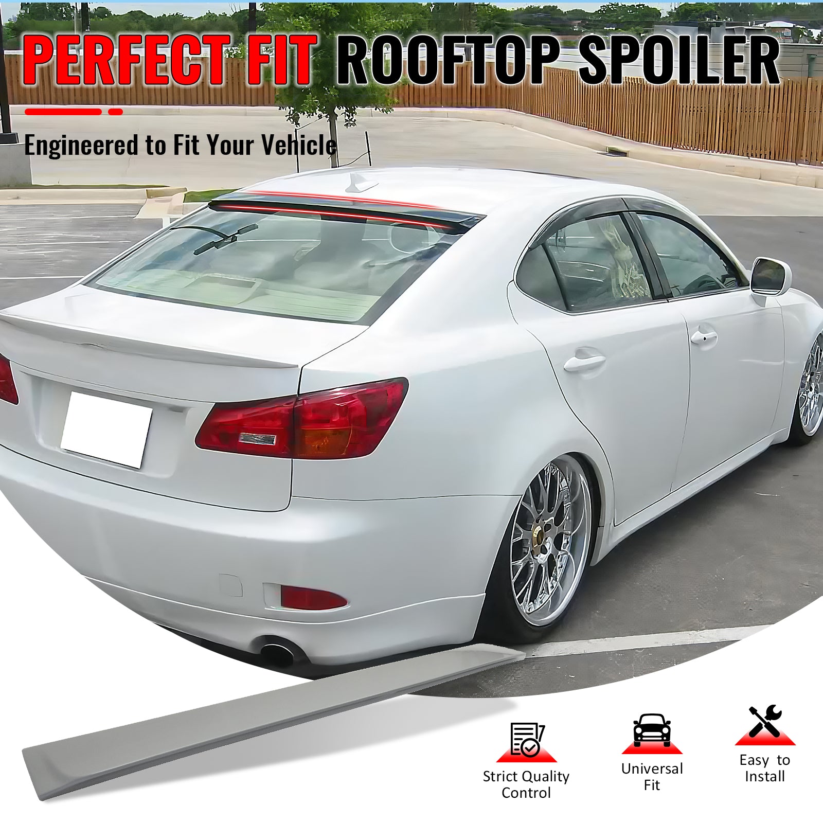 IKON MOTORSPORTS, Roof Spoiler Compatible With 2006-2013 Lexus IS250/IS350/IS F 4-Door Sedan/Saloon, Rear Roof Window Spoiler Wing OE Style ABS Painted #074 74 Bluish Pearl/Glacier Frost Mica, 2007