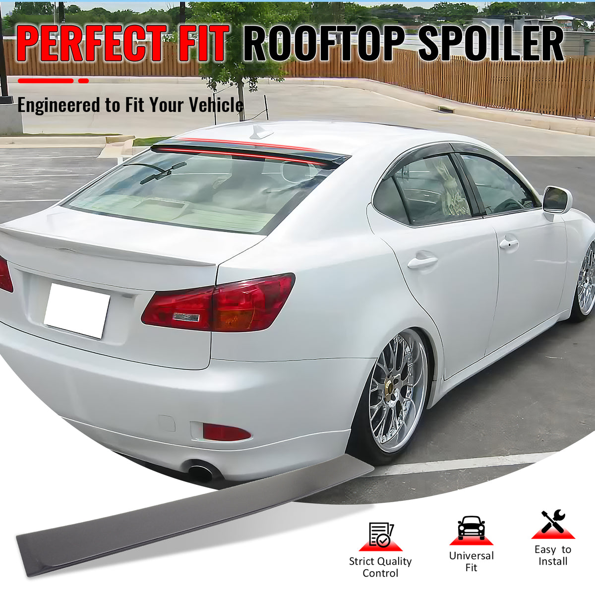 IKON MOTORSPORTS, Roof Spoiler Compatible With 2006-2013 Lexus IS250/IS350/IS F 4-Door Sedan/Saloon, Rear Roof Window Spoiler Wing OE Style ABS Painted #8U0 Black Sapphire Pearl, 2007 2008 2009 2010