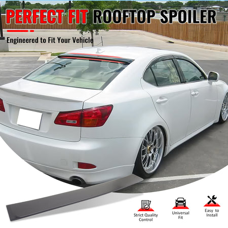 IKON MOTORSPORTS, Roof Spoiler Compatible With 2006-2013 Lexus IS250/IS350/IS F 4-Door Sedan/Saloon, Rear Roof Window Spoiler Wing OE Style ABS Painted #8U0 Black Sapphire Pearl, 2007 2008 2009 2010