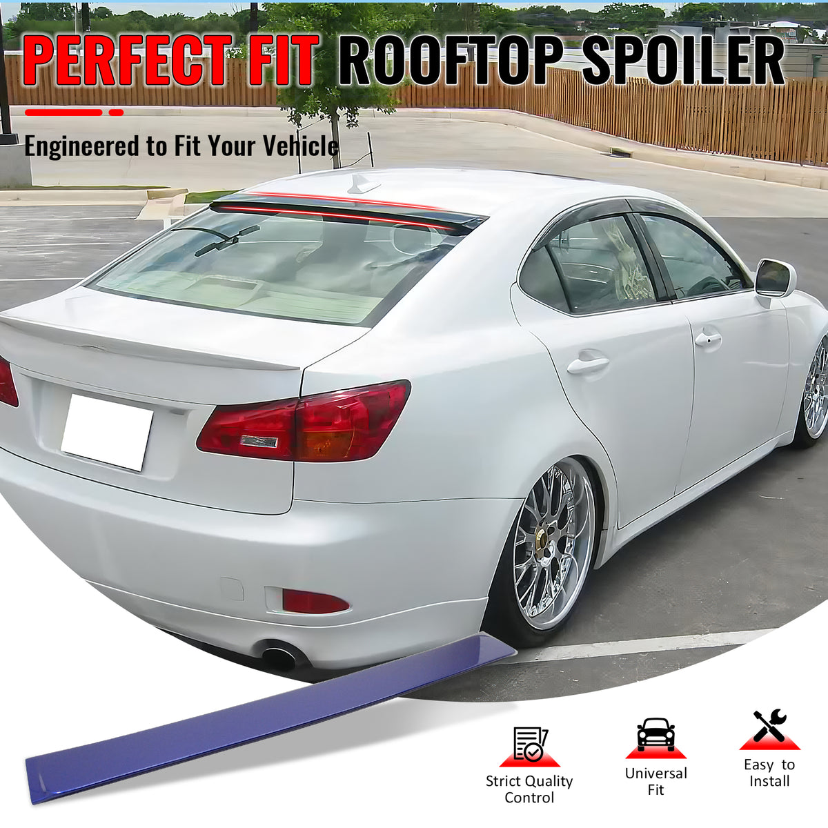 IKON MOTORSPORTS, Roof Spoiler Compatible With 2006-2013 Lexus IS250/IS350/IS F 4-Door Sedan/Saloon, Rear Roof Window Spoiler Wing OE Style ABS Painted #8U1 Ultrasonic Blue Mica, 2007 2008 2009 2010