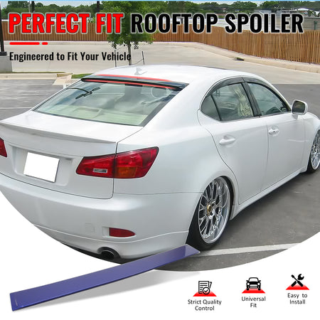 IKON MOTORSPORTS, Roof Spoiler Compatible With 2006-2013 Lexus IS250/IS350/IS F 4-Door Sedan/Saloon, Rear Roof Window Spoiler Wing OE Style ABS Painted #8U1 Ultrasonic Blue Mica, 2007 2008 2009 2010