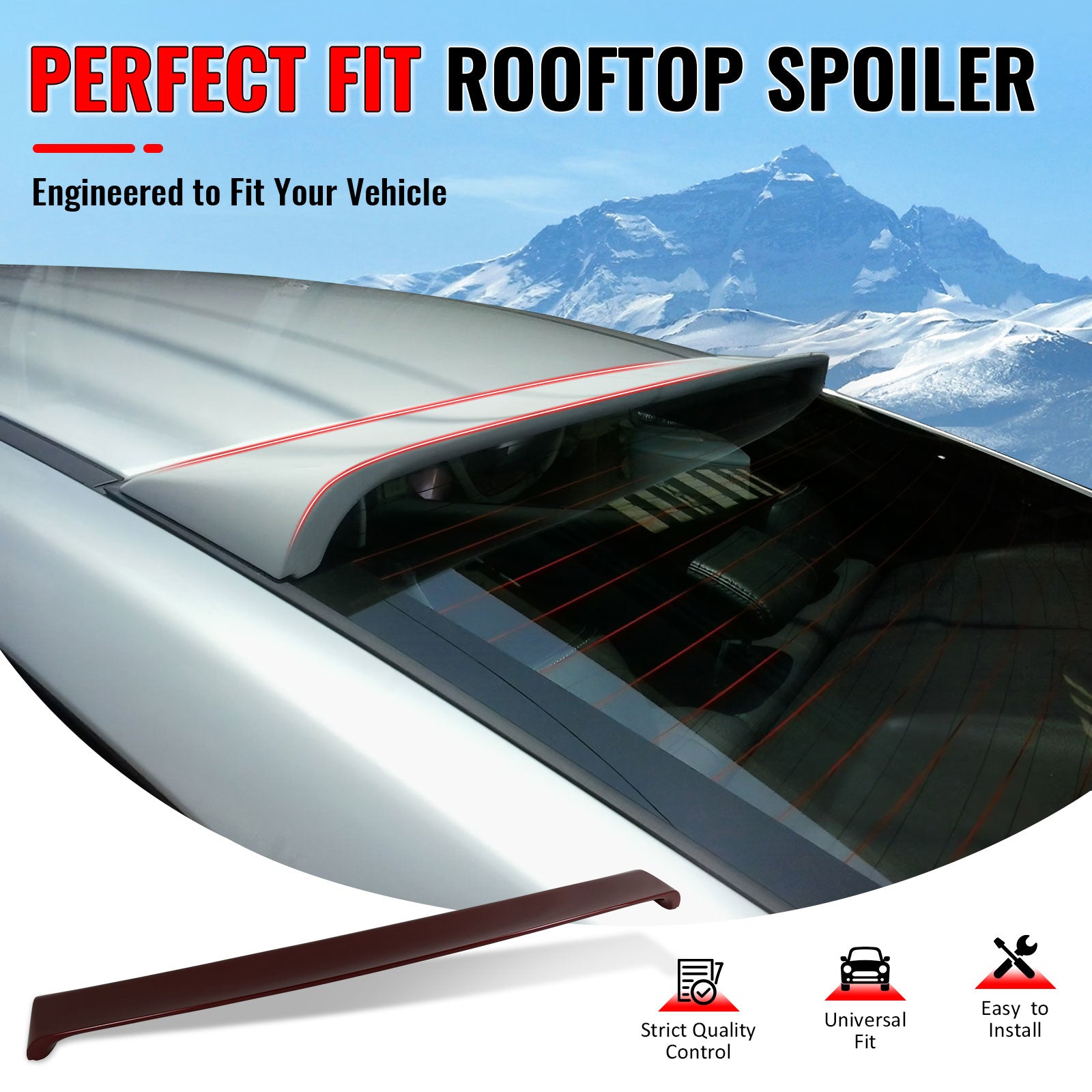 IKON MOTORSPORTS, Roof Spoiler Compatible With 2010-2015 Hyundai Elantra, Painted #S2R Red Allure Metallic ABS Plastic OE Factory Style Rear Spoiler Wing, 2010 2011 2012 2013 2014 2015