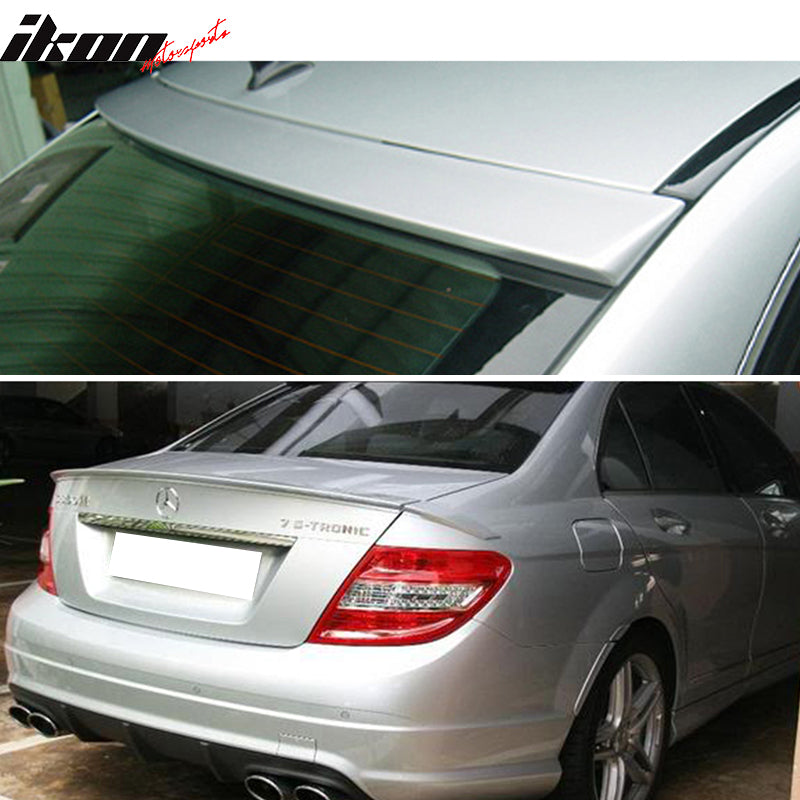 Pre-painted Trunk & Roof Spoiler Compatible With 2008-2014 Mercedes Benz W22004 C Class Sedan, B Style Factory Style ABS #775 Iridium Silver Metallic Rear Spoiler Deck Lip Wing by IKON MOTORSPORTS