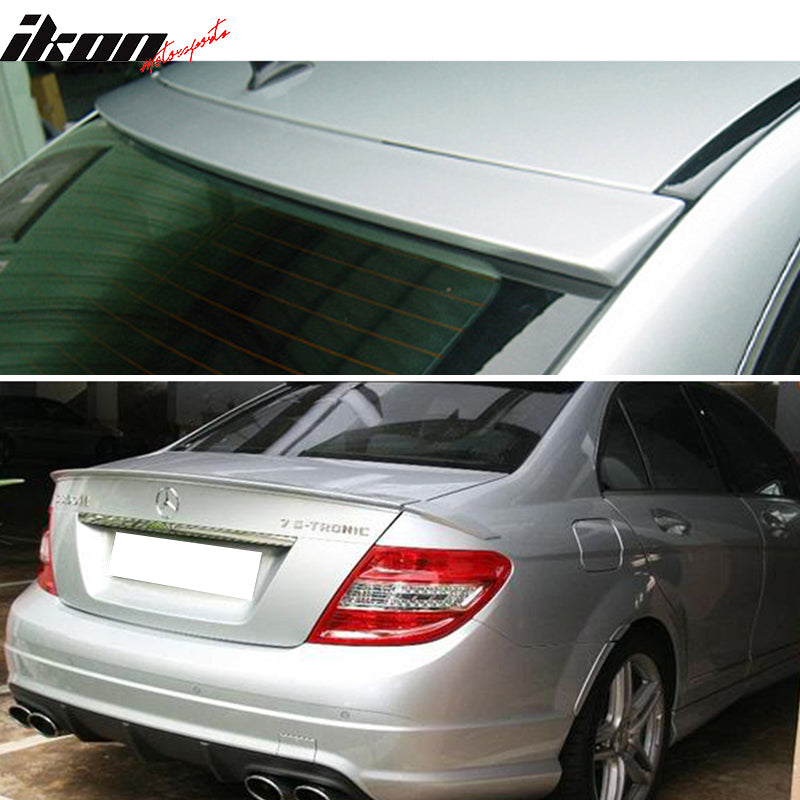 Pre-painted Trunk & Roof Spoiler Compatible With 2008-2014 W204 C Class Sedan, B Style Factory Style ABS #775 Iridium Silver Metallic Rear Spoiler Deck Lip Wing by IKON MOTORSPORTS