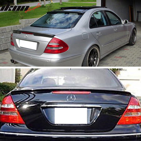 Pre-painted Trunk + Roof Spoiler Compatible With 2003-2005 Mercedes-BENZ E-Class, AMG Style L Style #040 Black ABS Rear Boot Deck Lid Roof Wing Replacement other color available by IKON MOTORSPORTS
