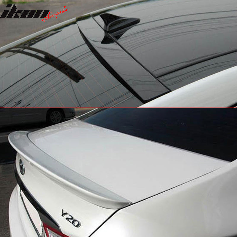 Trunk & Roof Spoiler Compatible With 2011-2014 Hyundai YF Sonata Sedan & Saloon, ABT Style Factory Style ABSRear Deck Lip Wing by IKON MOTORSPORTS, 2012 2013