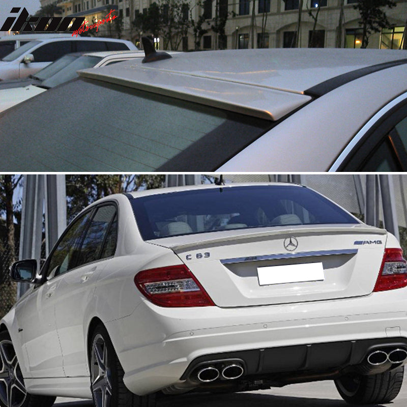 Pre-Painted Trunk & Roof Spoiler Compatible With 2008-2014 BENZ W204 4D, AMG Painted Cirrus White # 650 Rear Spoiler Wing Other Color Available ,by?IKON?MOTORSPORTS?,2009 2010 2011 2012 2013