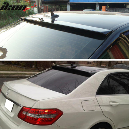 Pre-painted Trunk & Roof Spoiler Compatible With 2010-2016 Mercedes Benz E-Class W212 Sedan, AMG Style Factory Style ABS #650 Cirrus White Rear Deck Lip Wing by IKON MOTORSPORTS, 2011 2012