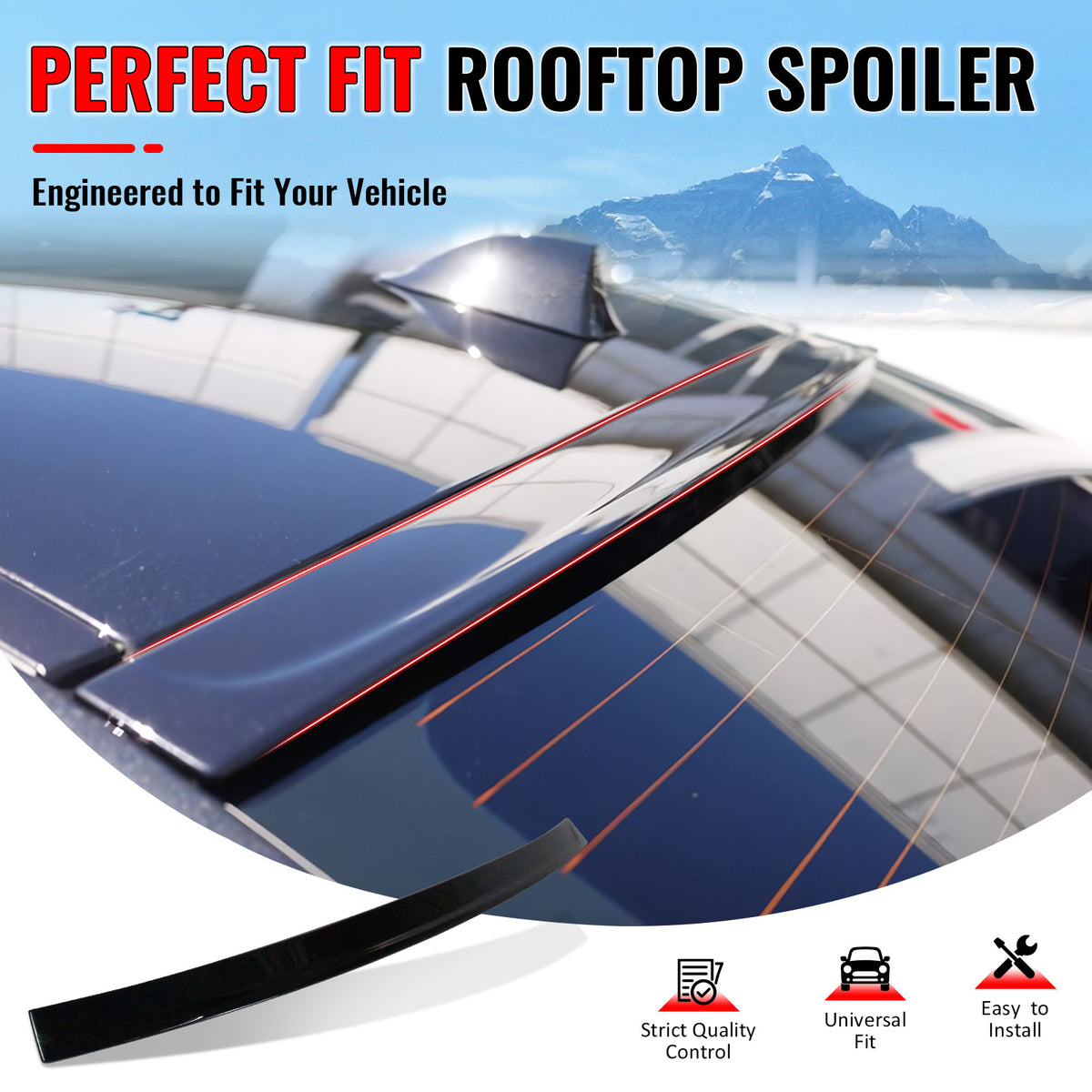 IKON MOTORSPORTS, Rear Window Roof Spoiler Compatible with 2011-2016 BMW 5 Series F10 Sedan 4-Door, 3D Style Painted #416 Carbon Black Metallic ABS Top Roofline Windshield Visor Spoiler Wing
