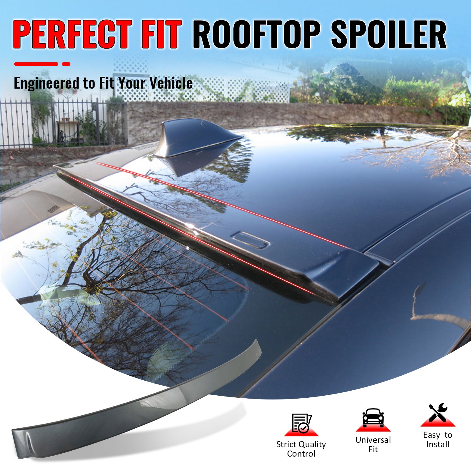IKON MOTORSPORTS, Roof Spoiler Compatible With 2011-2016 BMW 5 Series F10 Sedan 4-Door, AC Style Painted #A52 Space Gray Metallic ABS Rear Wing Lid Deck