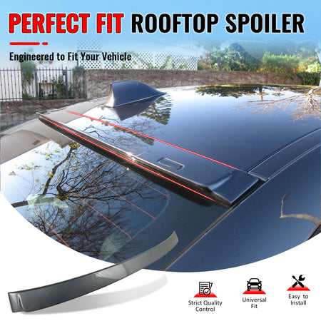 IKON MOTORSPORTS, Roof Spoiler Compatible With 2011-2016 BMW 5 Series F10 Sedan 4-Door, AC Style Painted #A52 Space Gray Metallic ABS Rear Wing Lid Deck
