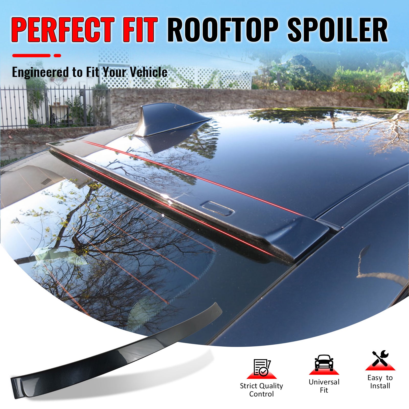 IKON MOTORSPORTS, Roof Spoiler Compatible With 2011-2016 BMW 5 Series F10 Sedan 4-Door, AC Style Painted #A90 Dark Graphite Metallic ABS Rear Wing Lid Deck