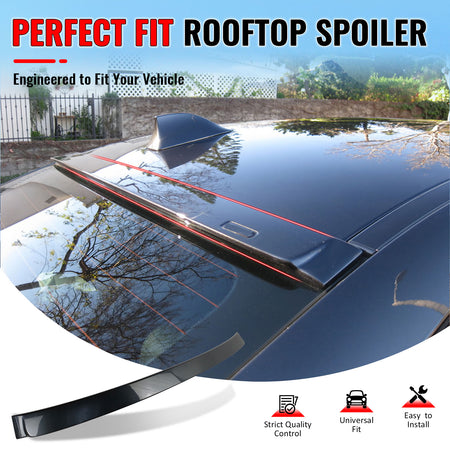 IKON MOTORSPORTS, Roof Spoiler Compatible With 2011-2016 BMW 5 Series F10 Sedan 4-Door, AC Style Painted #A90 Dark Graphite Metallic ABS Rear Wing Lid Deck