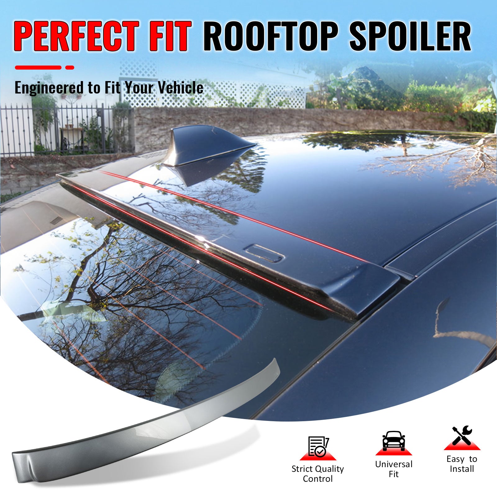 IKON MOTORSPORTS, Roof Spoiler Compatible With 2011-2016 BMW 5 Series F10 Sedan 4-Door, AC Style Painted #A83 Glacier Silver II Metallic ABS Rear Wing Lid Deck
