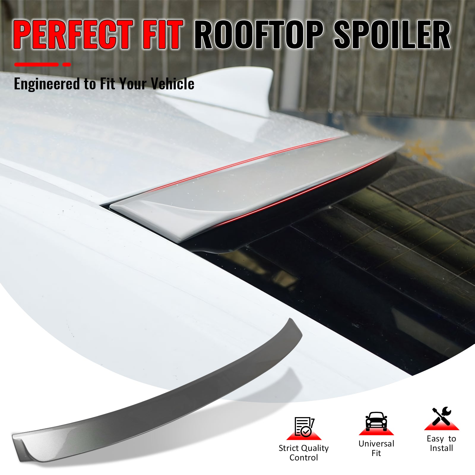 IKON MOTORSPORTS, Roof Spoiler Compatible With 2014-2020 Lexus IS F IS200t IS250 IS300 IS350 Sedan, Rear Roof Window Spoiler Wing IKON Style ABS Painted #1J7 Sonic Titanium Metallic, 2015 2016 2017