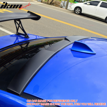 IKON MOTORSPORTS, Rear Window Roof Spoiler Compatible with 2015-2021 Subaru WRX & WRX STI, V Style Painted #E1U Ice Silver Metallic ABS Plastic Top Roofline Windshield Visor Spoiler Wing