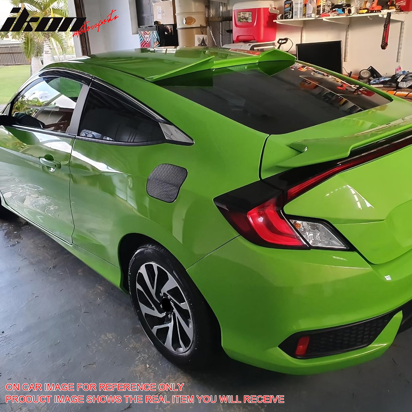 IKON MOTORSPORTS, Roof Spoiler Compatible With 2016-2020 Honda Civic Coupe 2-Door, V Style Painted #NH788P Orchid White Pearl ABS Rear Wing