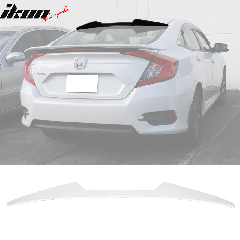 2016-2021 Honda Civic Sedan V Style Painted #NH788P White Roof Spoiler